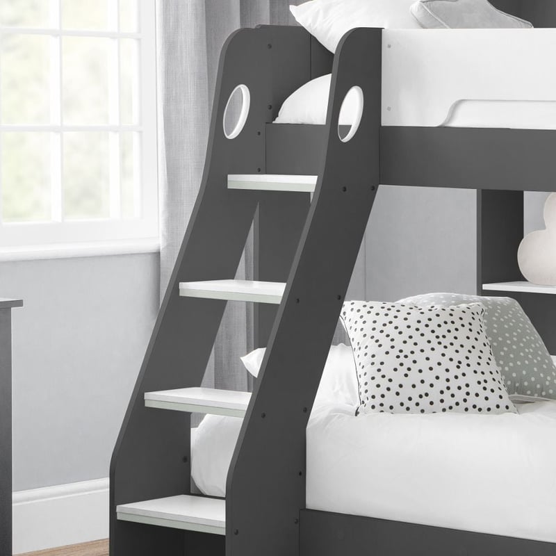 Orion Grey and White Wooden Storage Triple Sleeper Bunk Bed Frame 3ft