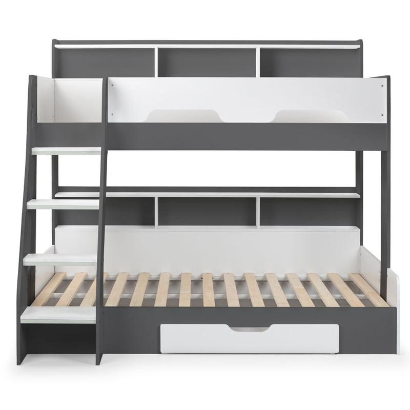 Orion Grey and White Wooden Storage Triple Sleeper Bunk Bed Frame 3ft