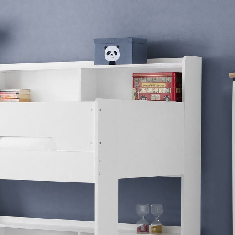 Orion White Wooden Storage Triple Sleeper Bunk Bed Frame 3ft Single