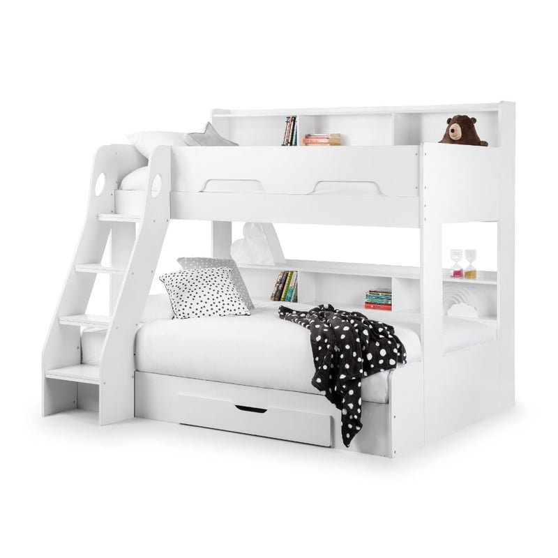 Orion White Wooden Storage Triple Sleeper Bunk Bed Frame 3ft Single