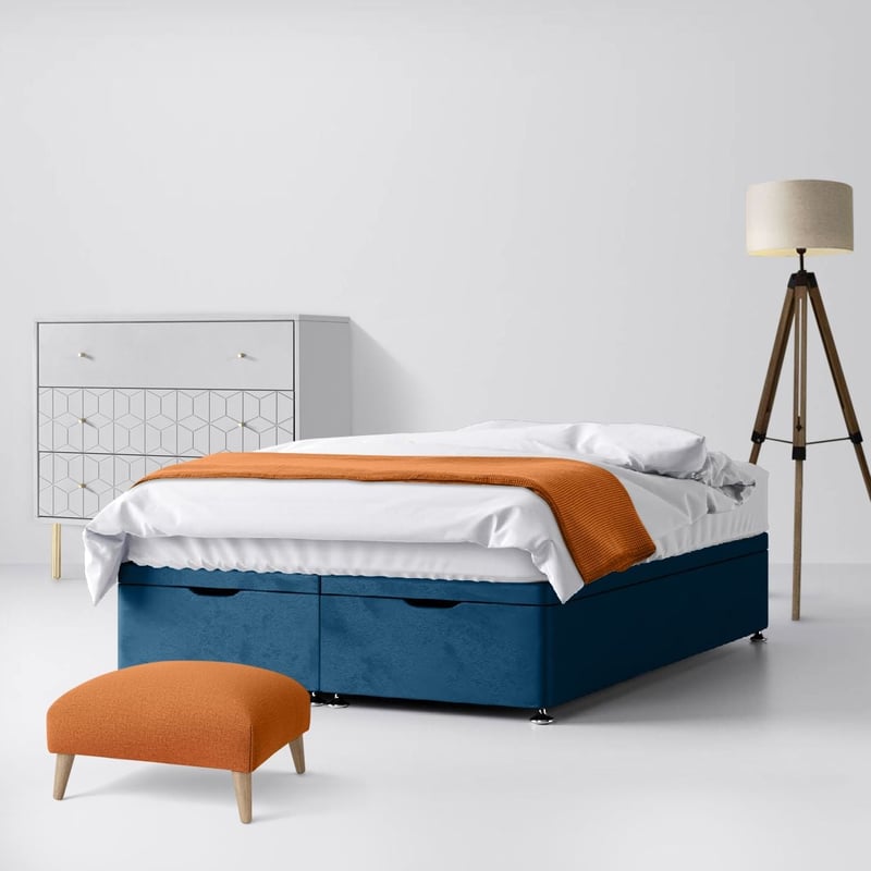 Blue Marine Velvet Divan Bed