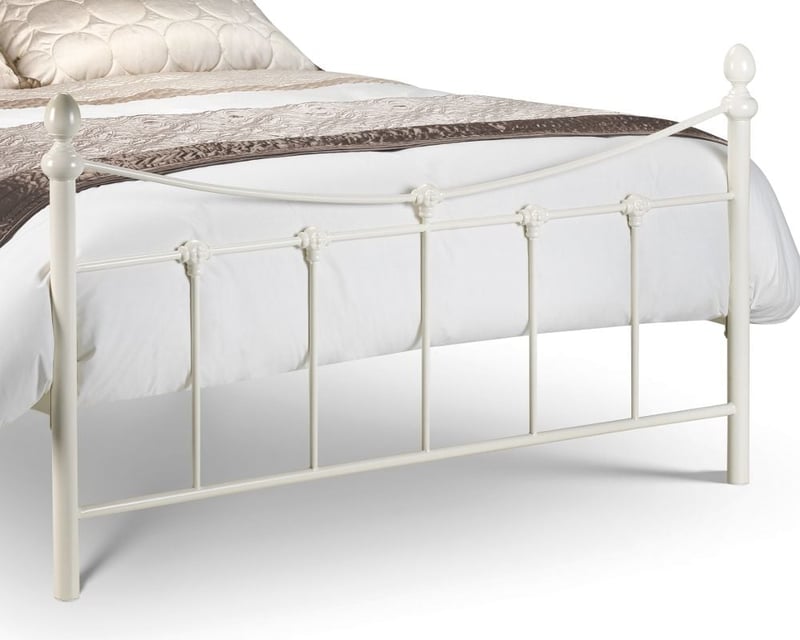 Rebecca Stone White Metal Bed Frame 4ft6 Double