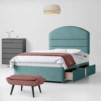 Duck Egg Fabric Divan Bed & Dudley Line Headboard