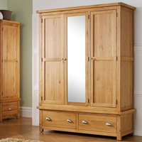 Woburn Oak Wooden 3 Door 2 Drawer Wardrobe