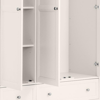 Maine Surf White 3 Door Wooden Combination Wardrobe