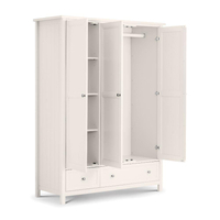 Maine Surf White 3 Door Wooden Combination Wardrobe