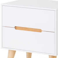 Alicia White and Oak 2 Drawer Wooden Bedside Table