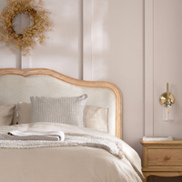 Alana Stone Fabric and Oak Wooden Bed