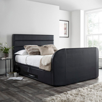 Annecy Black Leather Ottoman Media Electric TV Bed