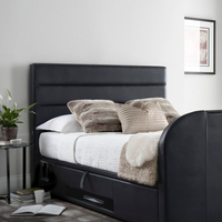 Annecy Black Leather Ottoman Media Electric TV Bed