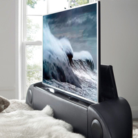 Annecy Black Leather Ottoman Media Electric TV Bed