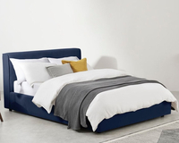 Bahra Midnight Blue Fabric Ottoman Storage Bed