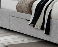 Capri Light Grey Fabric 2 Drawer Storage Sleigh Bed