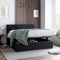 Chicago Black Leather Ottoman Storage Bed