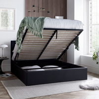 Chicago Black Leather Ottoman Storage Bed
