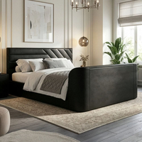 Chicago Black Leather Ottoman Storage TV Bed