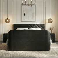Chicago Black Leather Ottoman Storage TV Bed