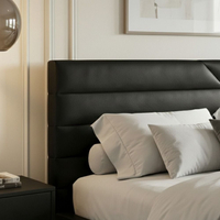 Chicago Black Leather Ottoman Storage TV Bed