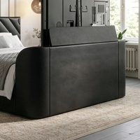 Chicago Black Leather Ottoman Storage TV Bed