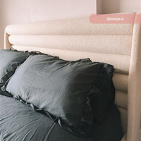 Colton Beige Boucle Fabric Winged Ottoman Storage Bed