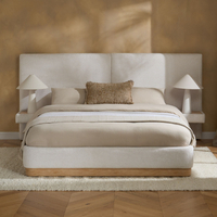 Como White Fabric Hotel Bed with Nightstands