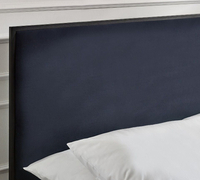Cooper Navy Blue Velvet and Black Metal Bed
