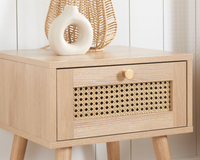 Croxley Oak Rattan 1 Drawer Bedside Table