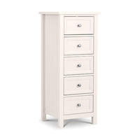 Maine Surf White 5 Drawer Wooden Tall Chest