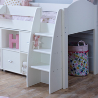 Eli White Wooden Mid Sleeper with Two Shelving Units