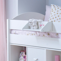 Eli White Wooden Mid Sleeper with Two Shelving Units