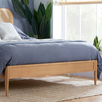 Elina Oak Rattan Wooden Bed