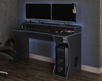 Enzo Black and Blue Wooden Gaming Desk