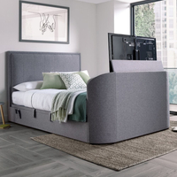 Griffin Light Grey Fabric Ottoman Media Electric TV Bed with Speakers