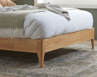 Halfden White Boucle Fabric Winged Wooden Bed