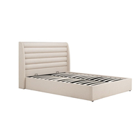 Colton Beige Boucle Fabric Winged Ottoman Storage Bed