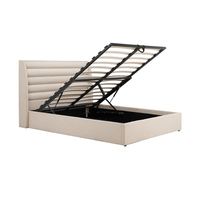 Colton Beige Boucle Fabric Winged Ottoman Storage Bed