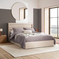 Colton Beige Boucle Fabric Winged Ottoman Storage Bed