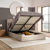 Colton Beige Boucle Fabric Winged Ottoman Storage Bed