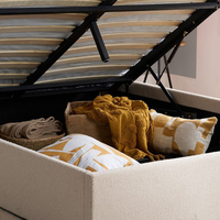 Colton Beige Boucle Fabric Winged Ottoman Storage Bed