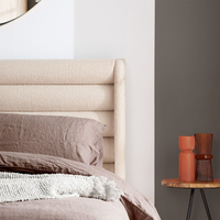 Colton Beige Boucle Fabric Winged Ottoman Storage Bed