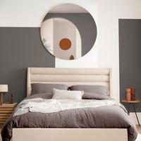 Colton Beige Boucle Fabric Winged Ottoman Storage Bed