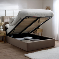Harper Warm Stone Velvet Winged Ottoman Storage Bed
