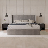 Hartley Taupe Fabric Winged Ottoman Storage Bed
