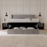 Hartley Taupe Fabric Winged Ottoman Storage Bed