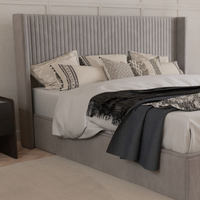 Hartley Taupe Fabric Winged Ottoman Storage Bed