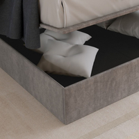 Hartley Taupe Fabric Winged Ottoman Storage Bed
