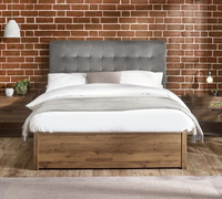 Jackson Rustic and Grey Velvet and Wooden Ottoman Storage Bed