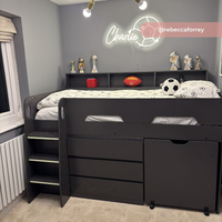 Jupiter Anthracite Wooden Mid Sleeper Cabin Bed