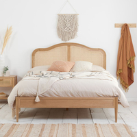 Leonie Rattan Oak Wooden Bed Frame