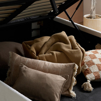 Maisey White Boucle Fabric Ottoman Storage Bed